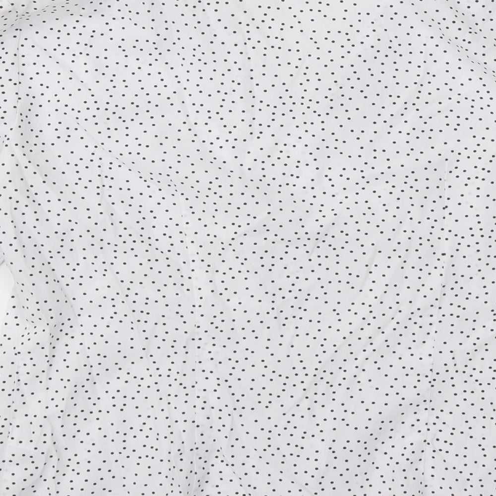 BHS Womens White Polka Dot Basic Button-Up Size 10