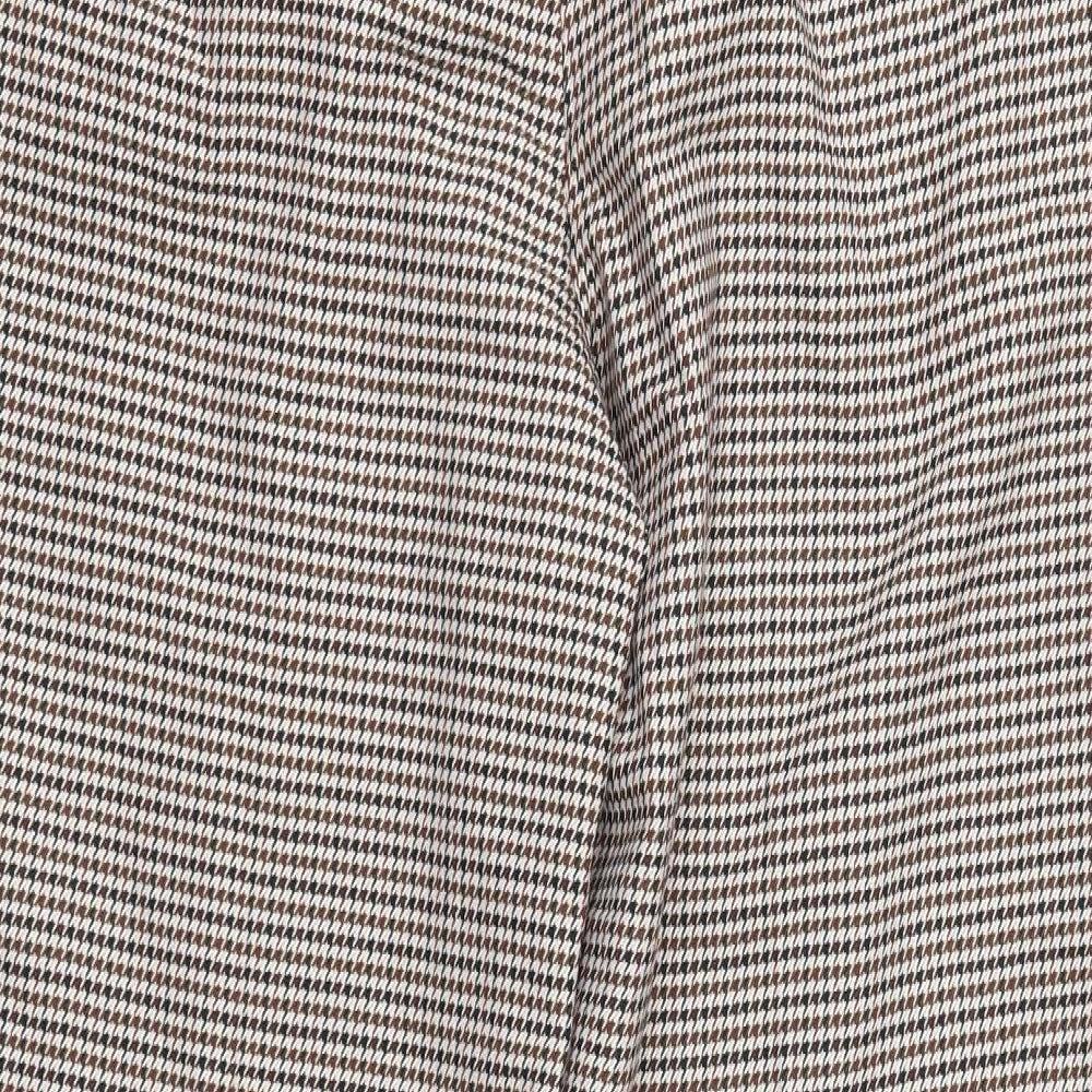 Marks and Spencer Womens Brown Houndstooth Trousers Size 14 L29 in