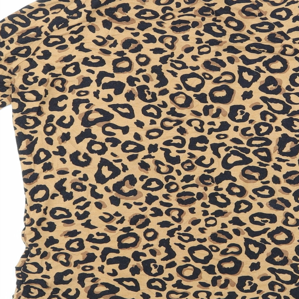 Apricot Womens Brown Animal Print Basic T-Shirt Size 8