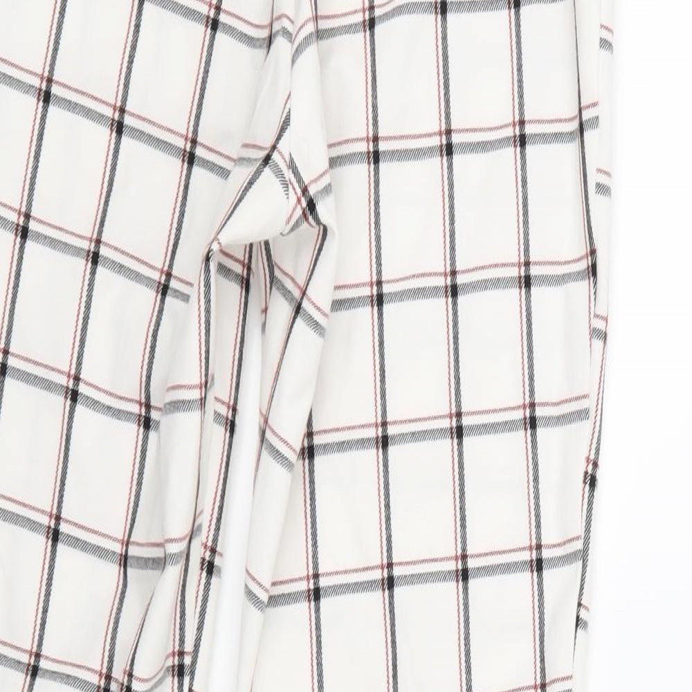Stradavarius Womens White Check Sweatpants Trousers Size 10 L25 in