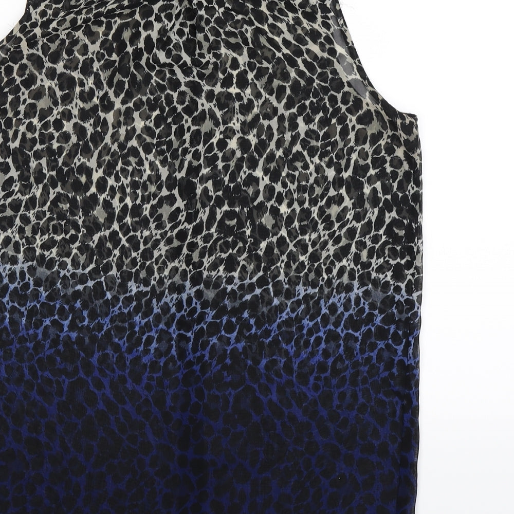 Divided Womens Multicoloured Animal Print Basic Button-Up Size 10