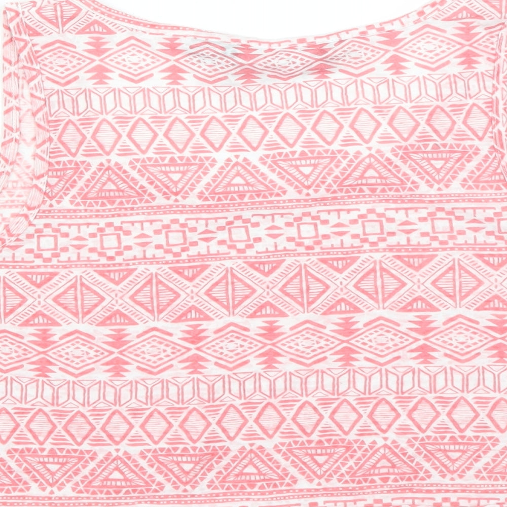 New Look Girls Pink Geometric Cropped T-Shirt Size 14-15 Years