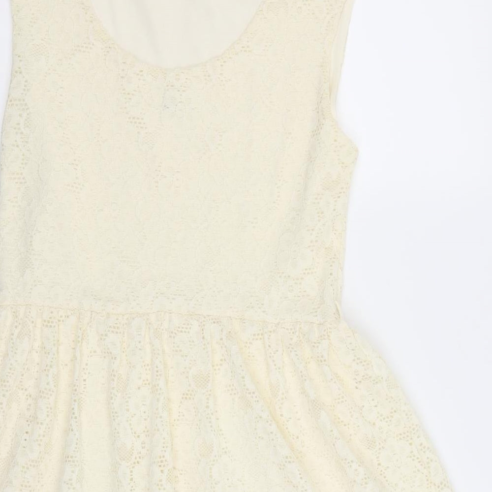 River Island Womens Ivory Geometric Fit & Flare Size 12