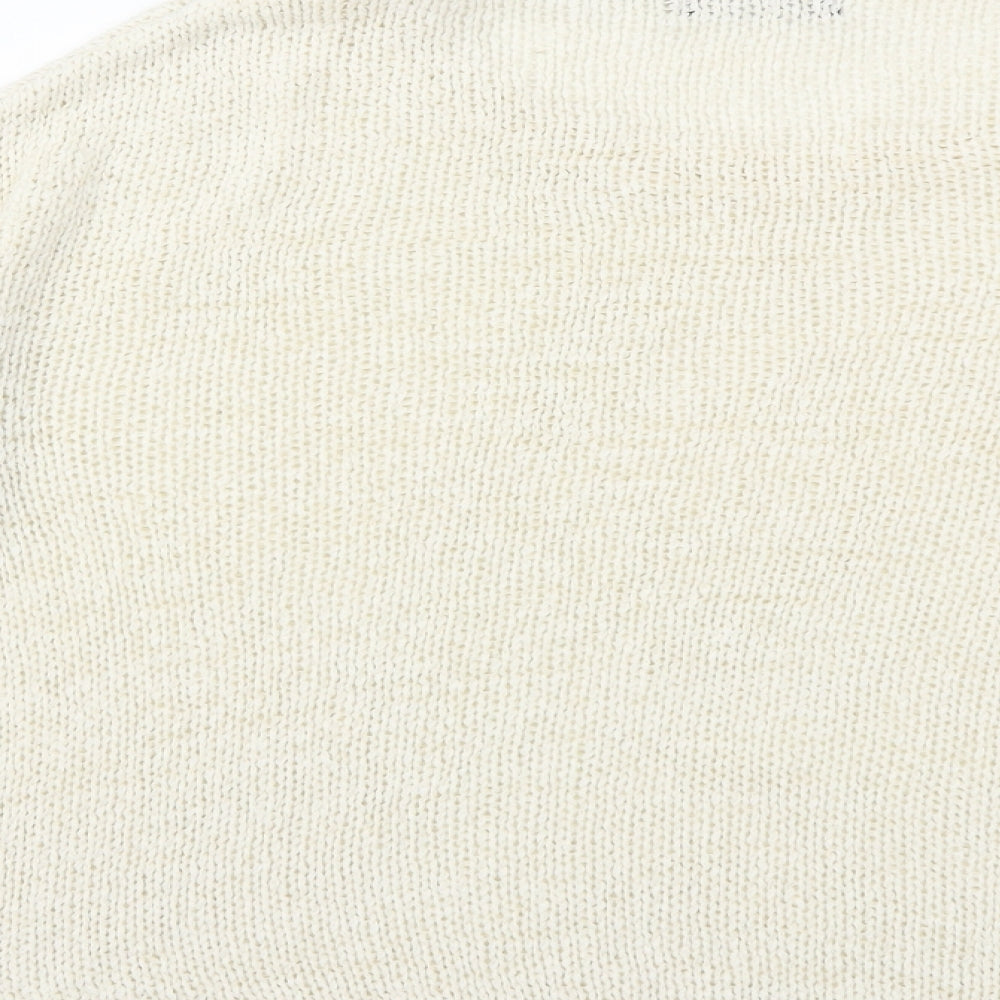 New Look Womens White Knit Pullover Jumper Size 12