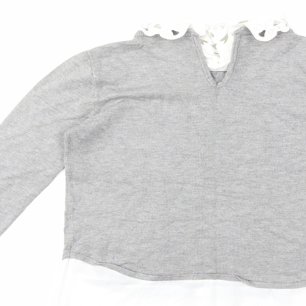 NAF NAF Womens Grey Knit Pullover Jumper Size S