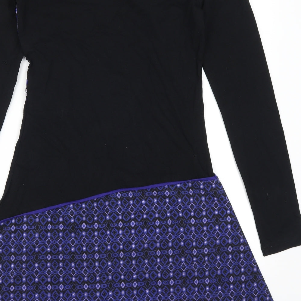 Kaewa Womens Purple Geometric A-Line Size S