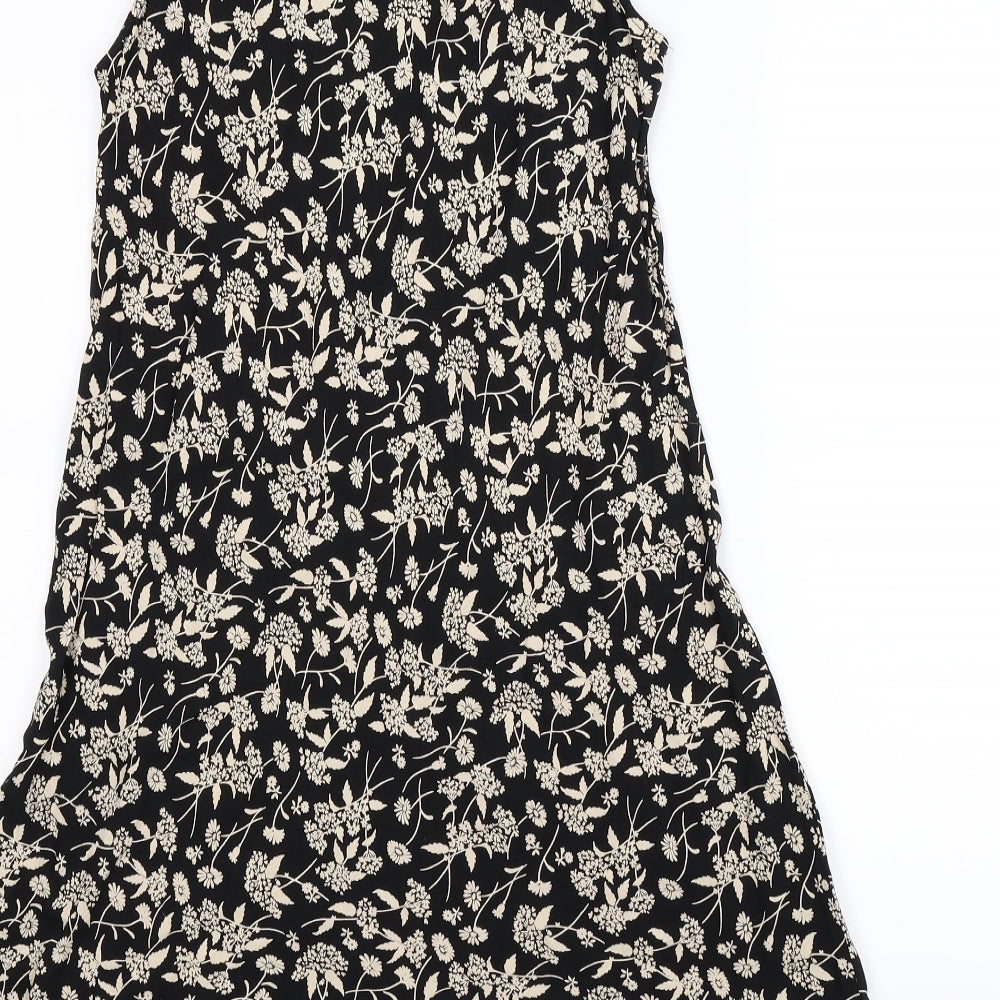 Preworn Womens Black Floral Bodycon Size 14
