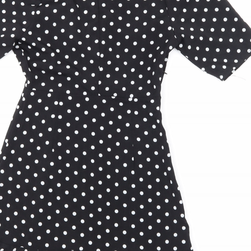 Pretty Little Thing Womens Black Polka Dot A-Line Size 2