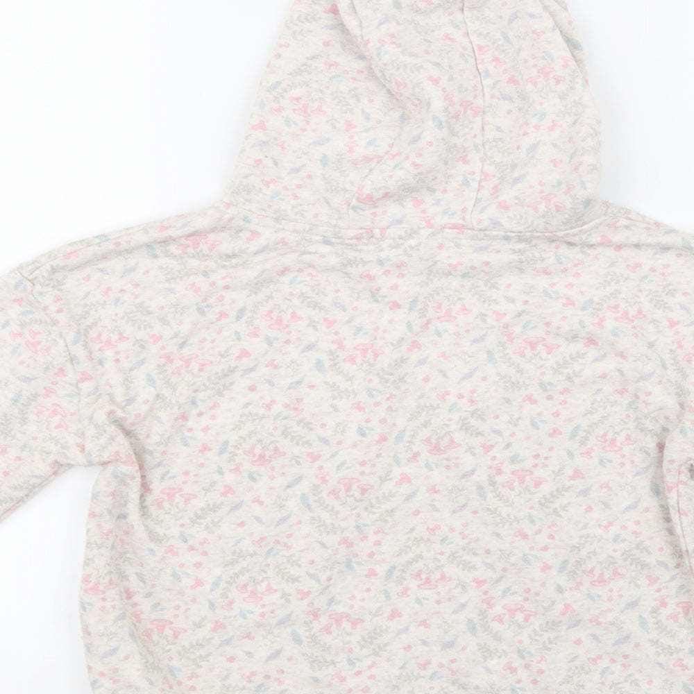 Primark Girls Grey Floral Pullover Hoodie Size 7-8 Years