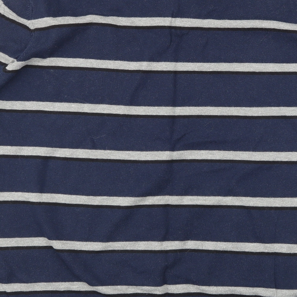 Dissident Mens Blue Striped Pullover Jumper Size L