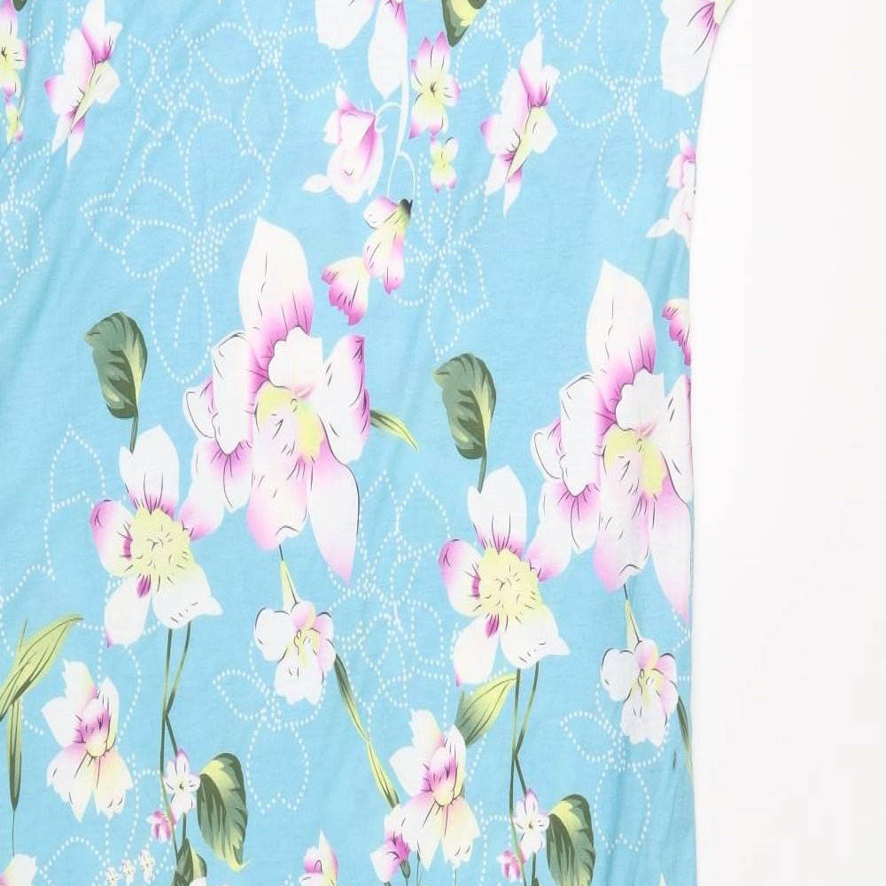 kidsform Womens Blue Floral A-Line Size L
