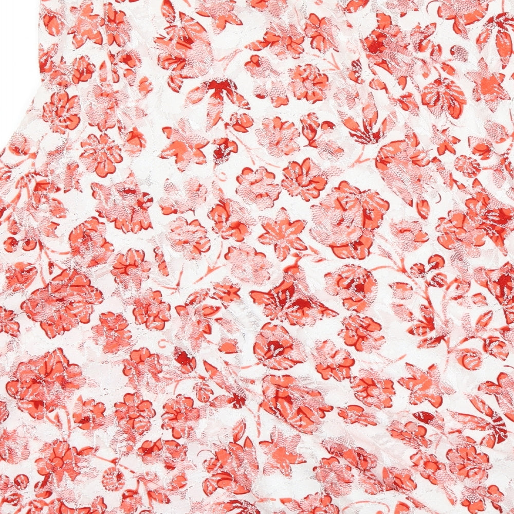 Saloos Womens Red Floral A-Line Skirt Size XL