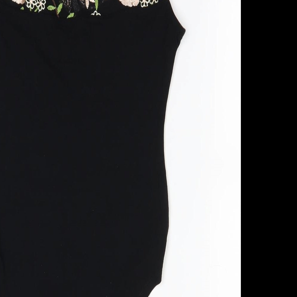 Select Womens Black Floral Bodysuit One-Piece Size 8