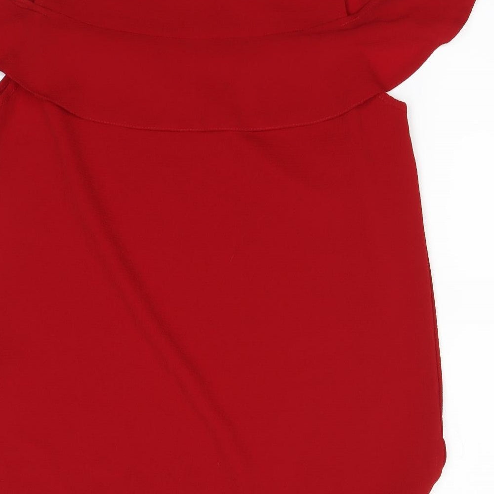 New Look Womens Red Basic Blouse Size 10
