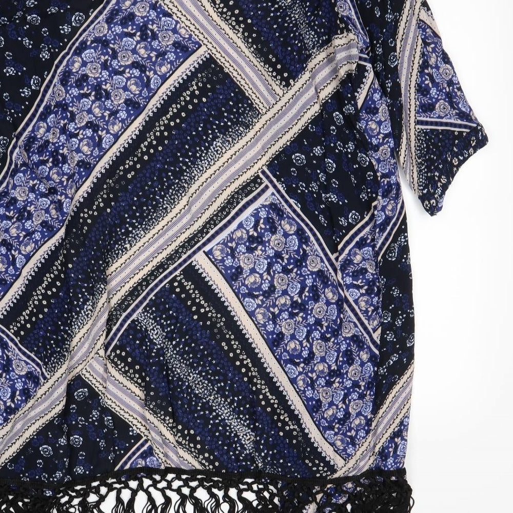 Yours Womens Black Geometric Kimono Jacket Size 16