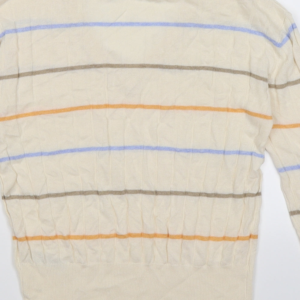 Marks & Spencer Womens Beige Striped Knit Pullover Jumper Size S