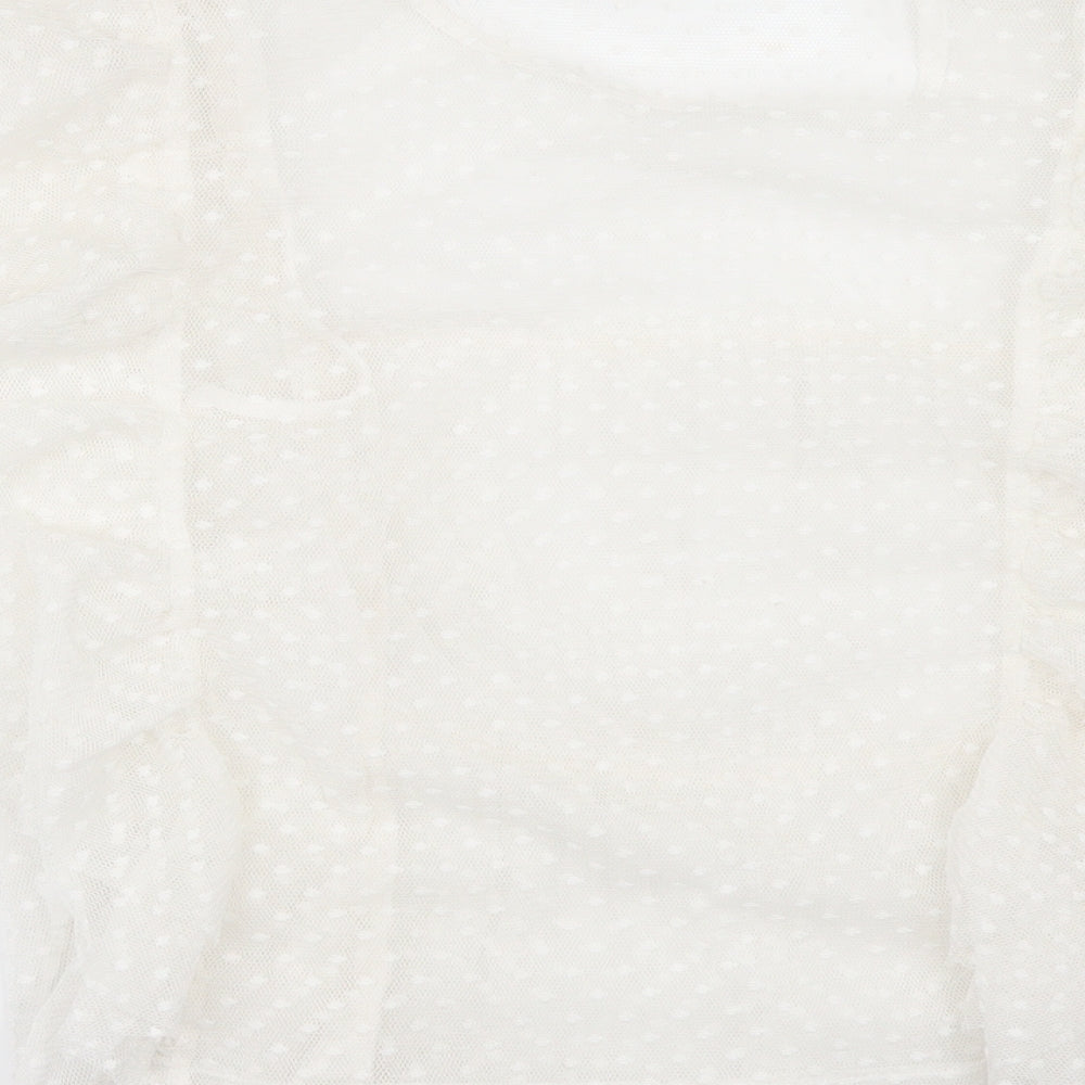 New Look Womens White Chiffon Tunic Blouse Size 12