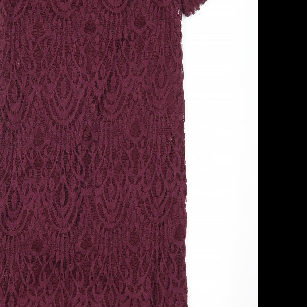 H&M Womens Orange Lace Pencil Dress Size 8