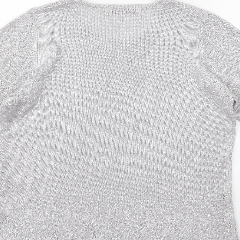 EWM Womens Silver Knit Pullover Jumper Size 14