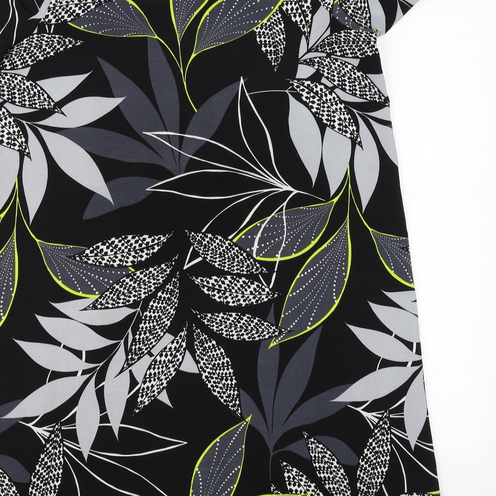 George Womens Black Floral A-Line Size 14