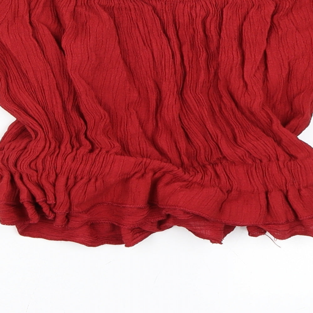 Preworn Womens Red Cropped Blouse Size S