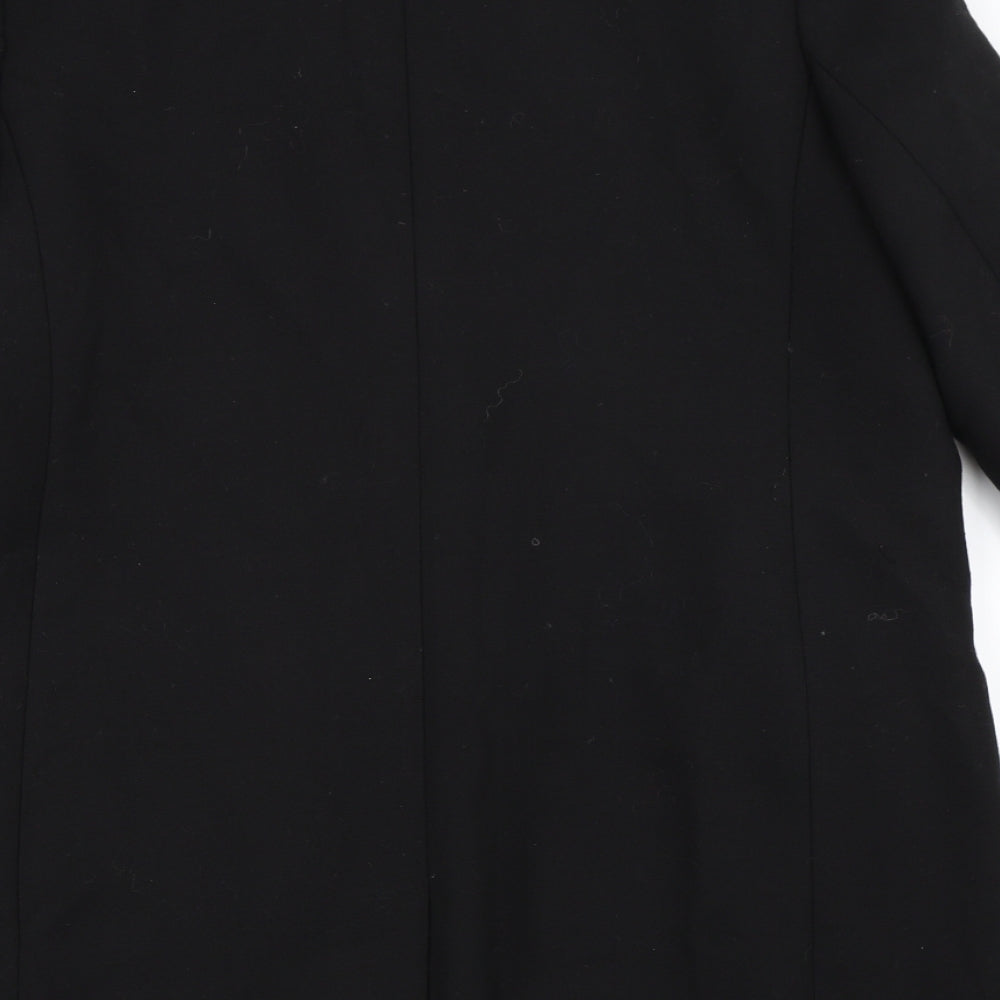 Preworn Womens Black Overcoat Coat Size L