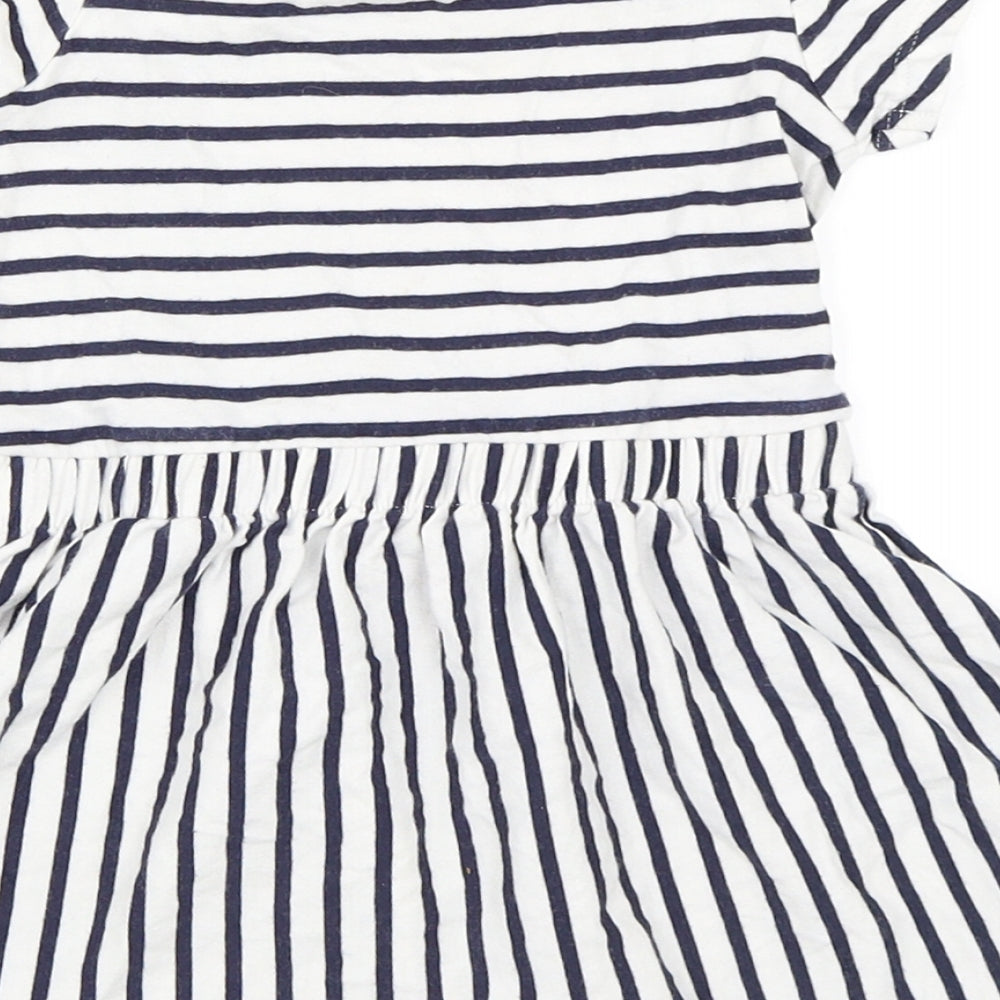 George Girls White Striped Skater Dress Size 12-18 Months