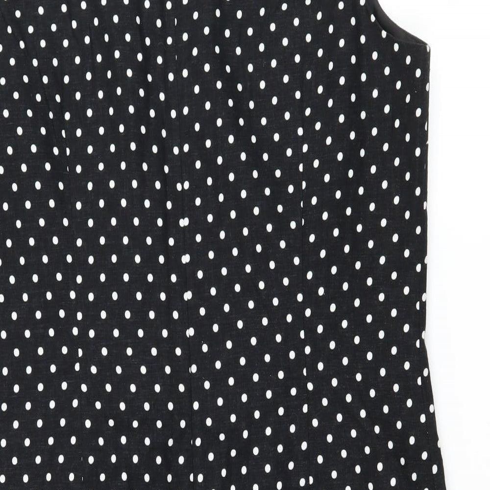 Papay Womens Black Polka Dot A-Line Size 14
