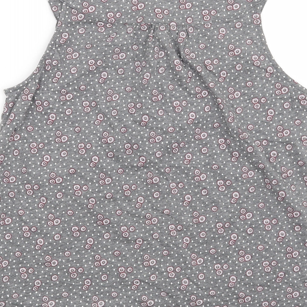 Baby Jane Womens Grey Floral Basic Blouse Size 8