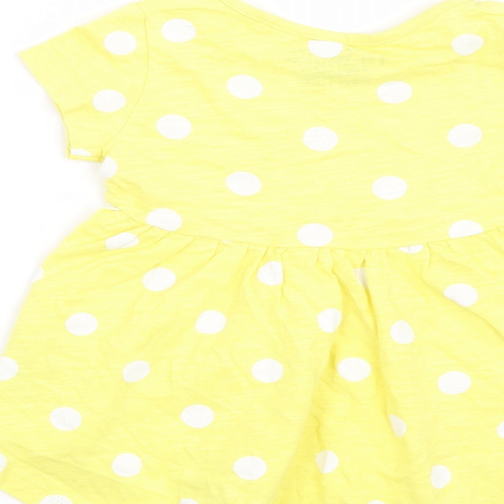 NEXT Girls Yellow Polka Dot T-Shirt Dress Size 6-9 Months