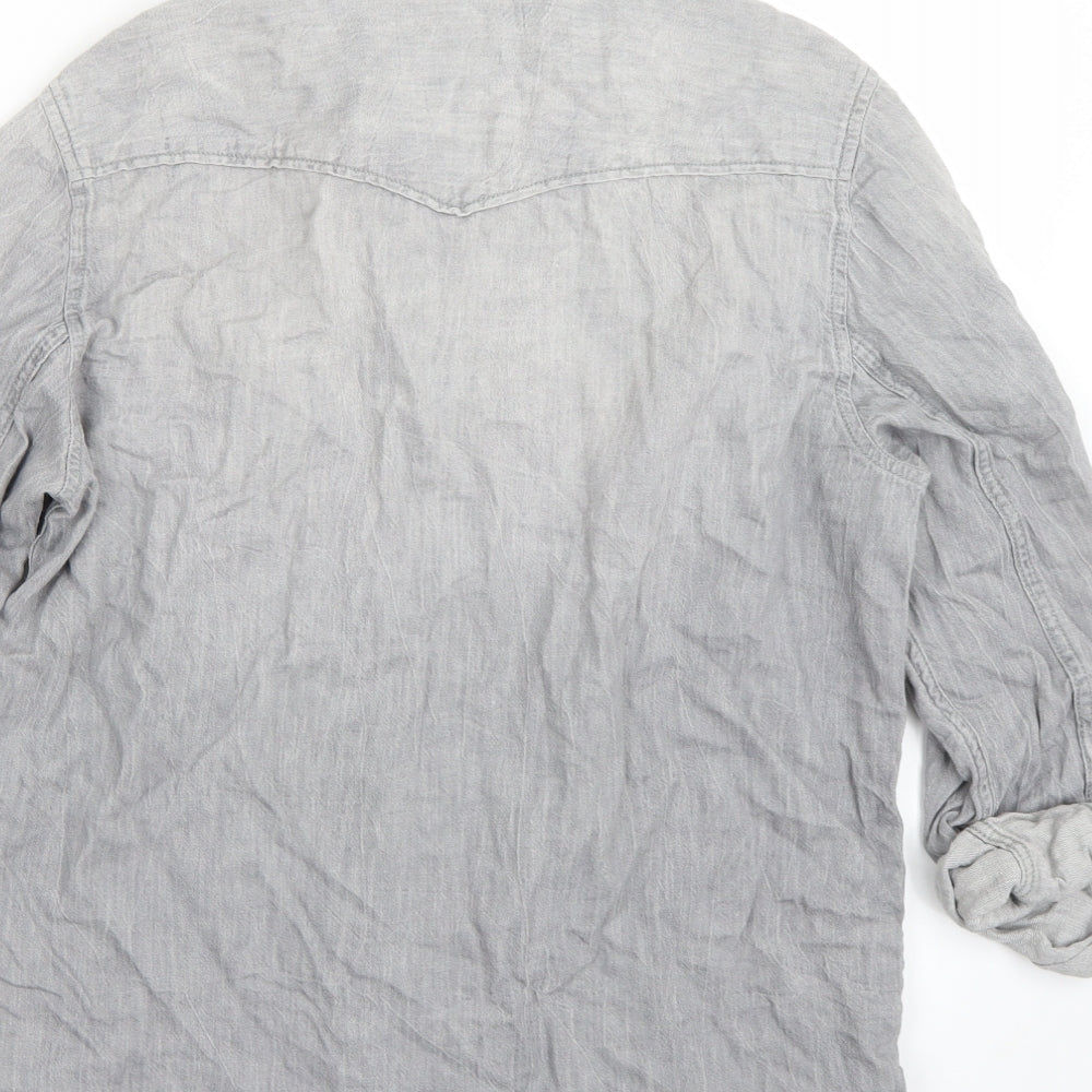 H&M Womens Grey Basic Button-Up Size M