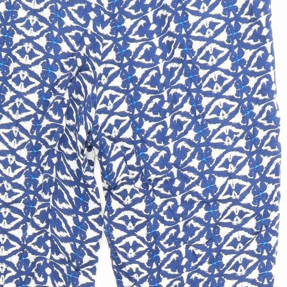 F&F Womens Blue Geometric Trousers Size 10 L22 in