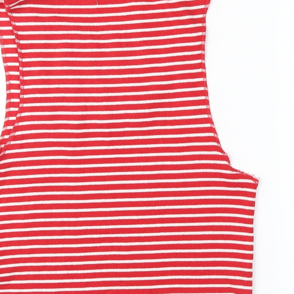 Zara Womens Red Striped Basic Tank Size S