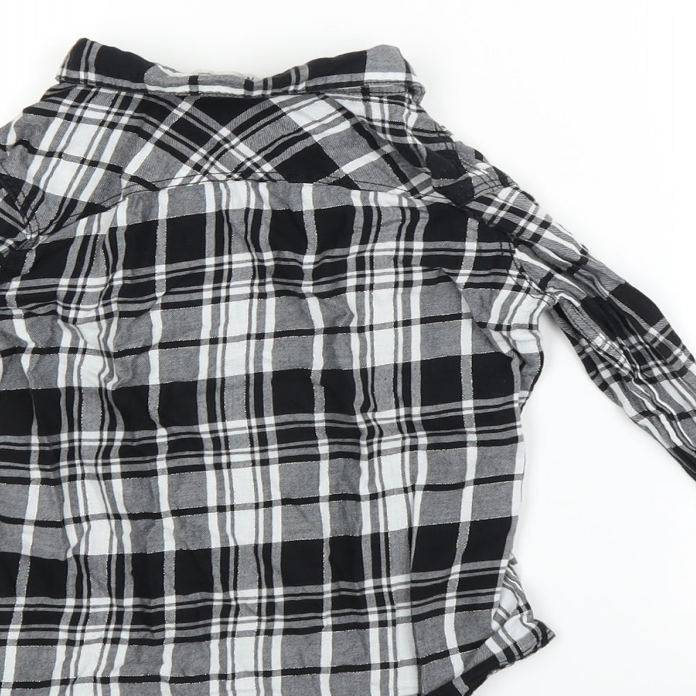 H&M Womens Black Check Basic Button-Up Size S - 9-10 YEARS