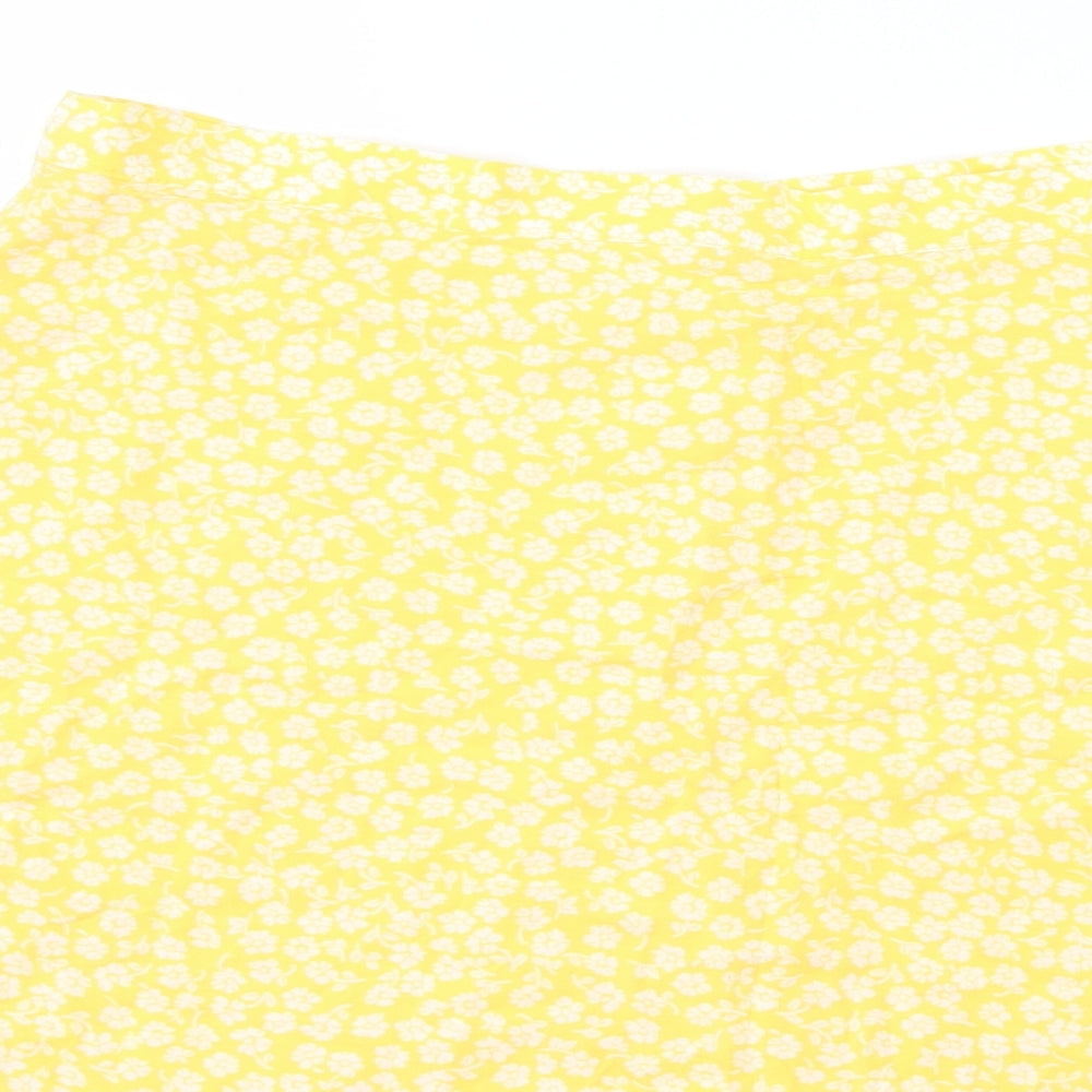 Preworn Womens Yellow Floral A-Line Skirt Size 28 in
