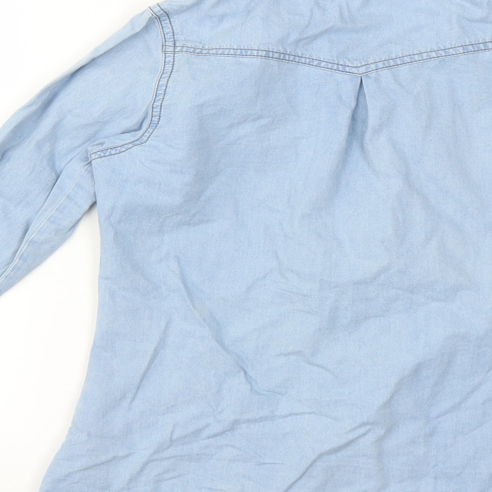 Miss Evie Girls Blue Basic Button-Up Size 8-9 Years