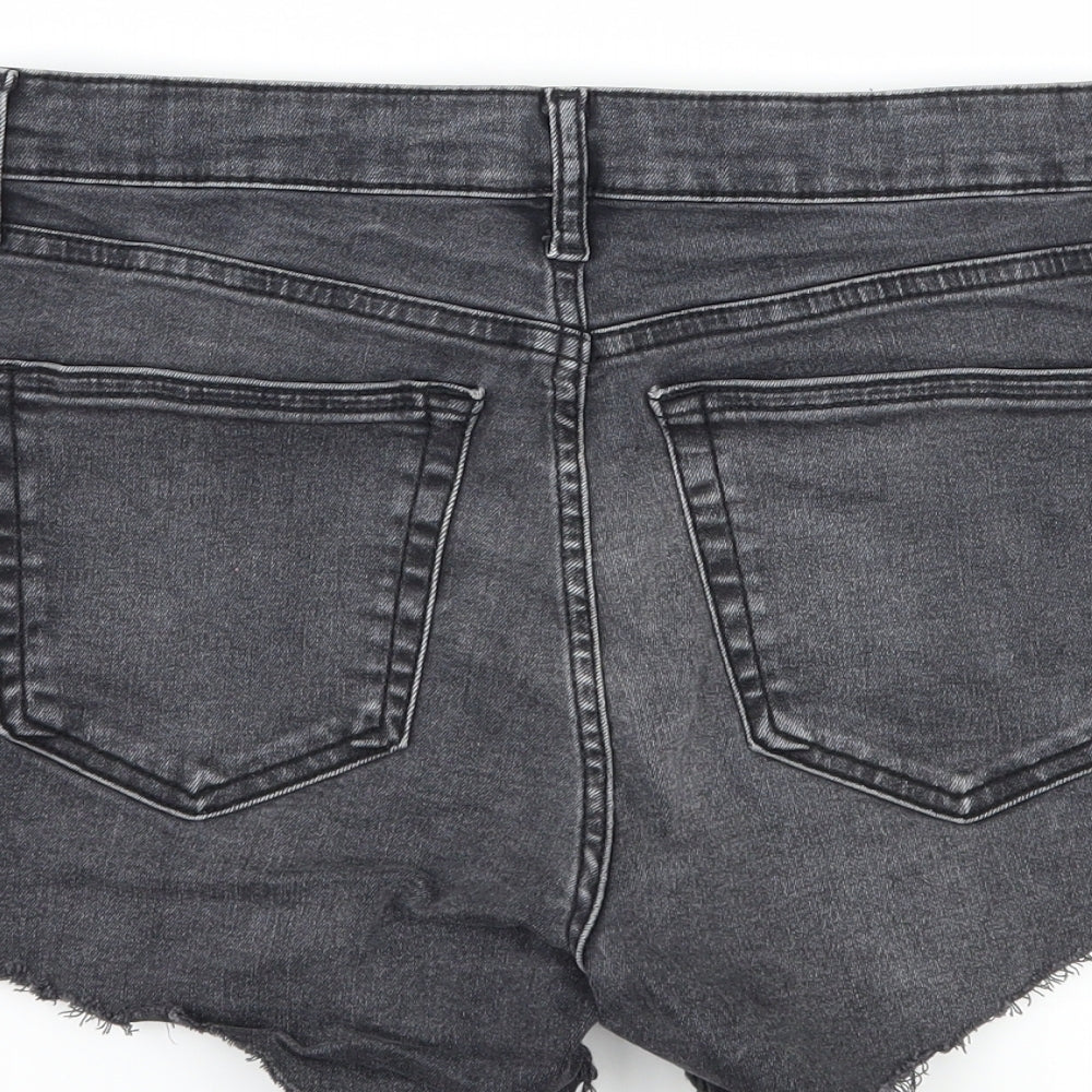 Topshop Womens Grey Denim Hot Pants Shorts Size 30 in - Distressed
