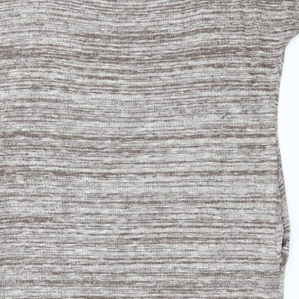 JCL Womens Brown Striped Jersey Basic T-Shirt Size M