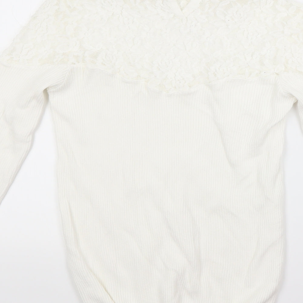 tesini Womens White Pullover Jumper Size 12