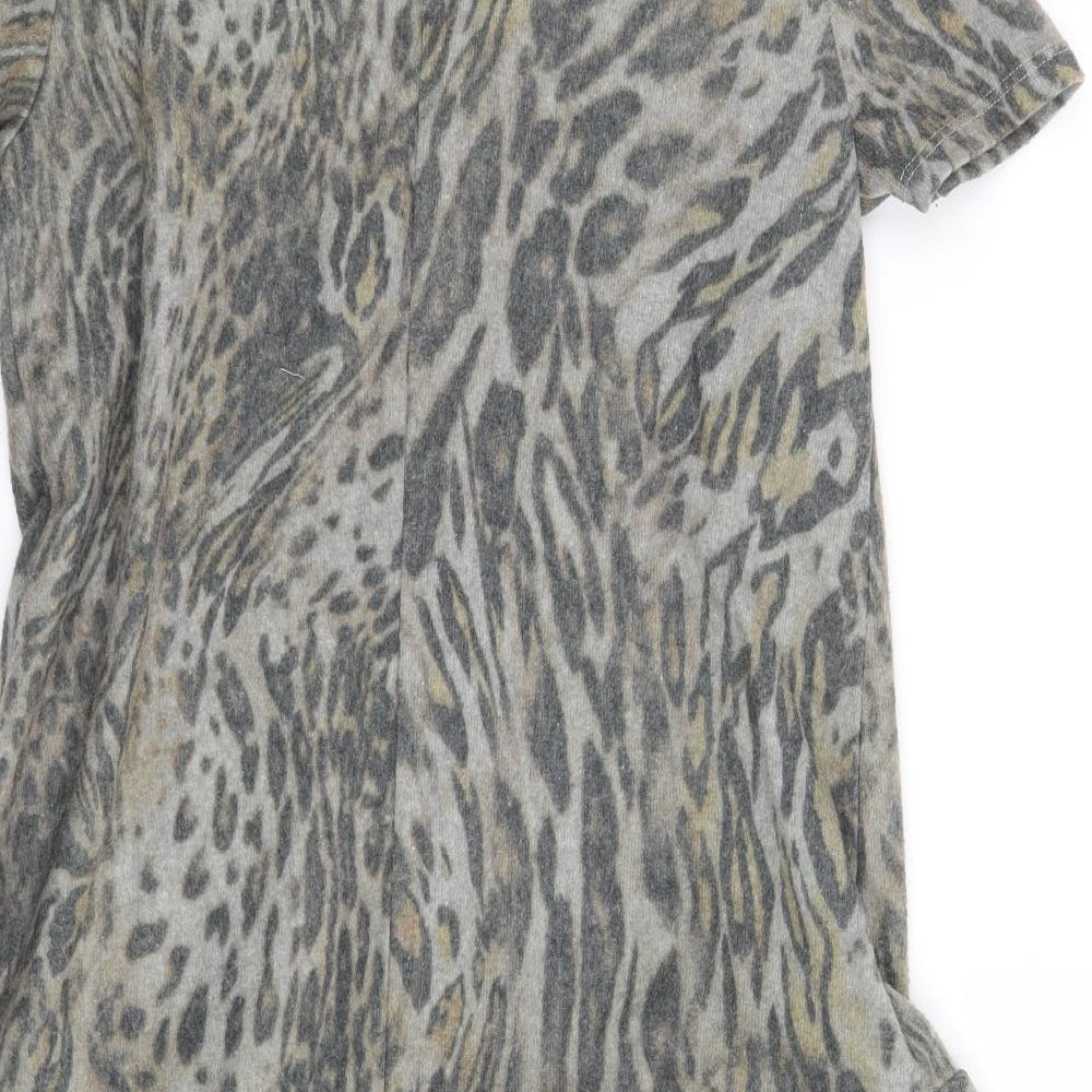 Zara Womens Grey Animal Print Jumper Dress Size S