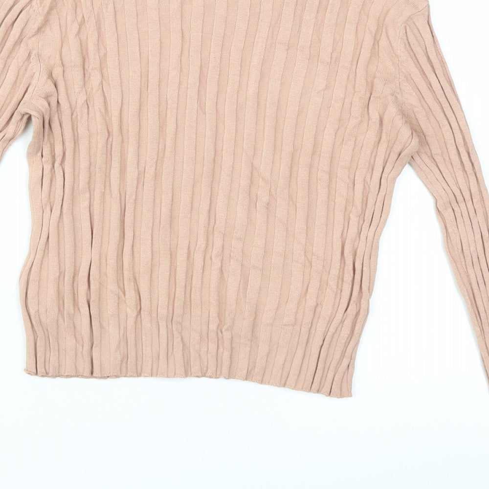 Bershka Womens Pink Knit Pullover Jumper Size L