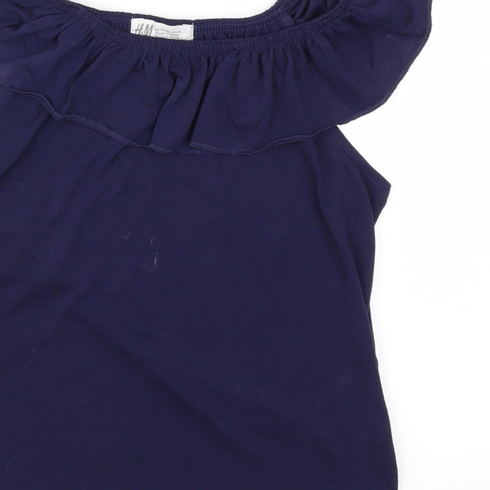 H&M Girls Blue Basic Blouse Size 6 Years