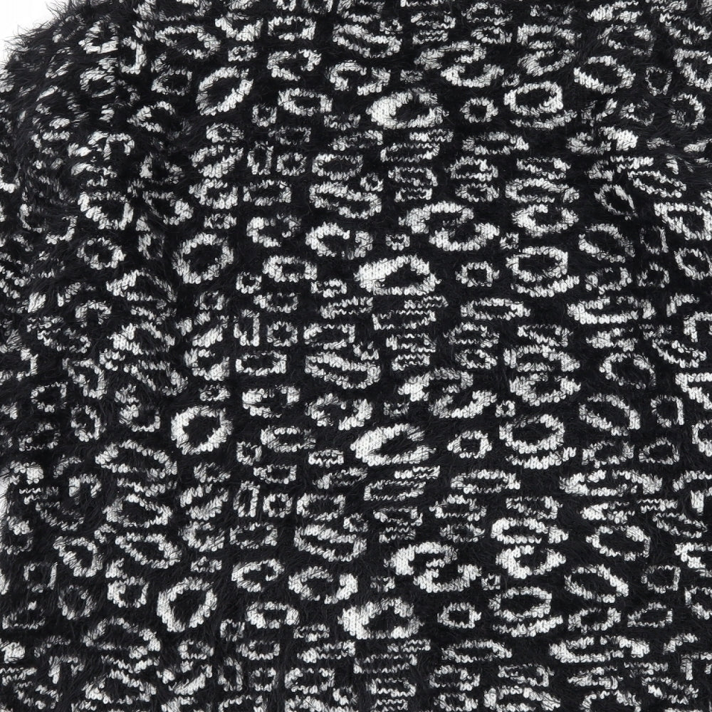 micha Womens Black Animal Print Pullover Jumper Size S