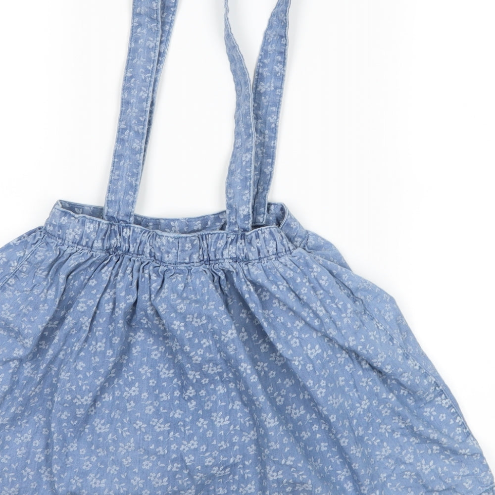 George Girls Blue Floral A-Line Skirt Size 5-6 Years - Dungaree