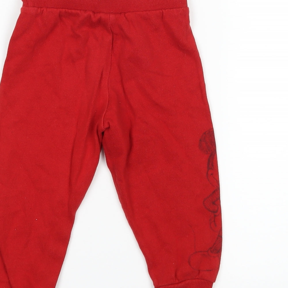 F&F Boys Red Jogger Trousers Size 12-18 Months - Disney Mickey Mouse