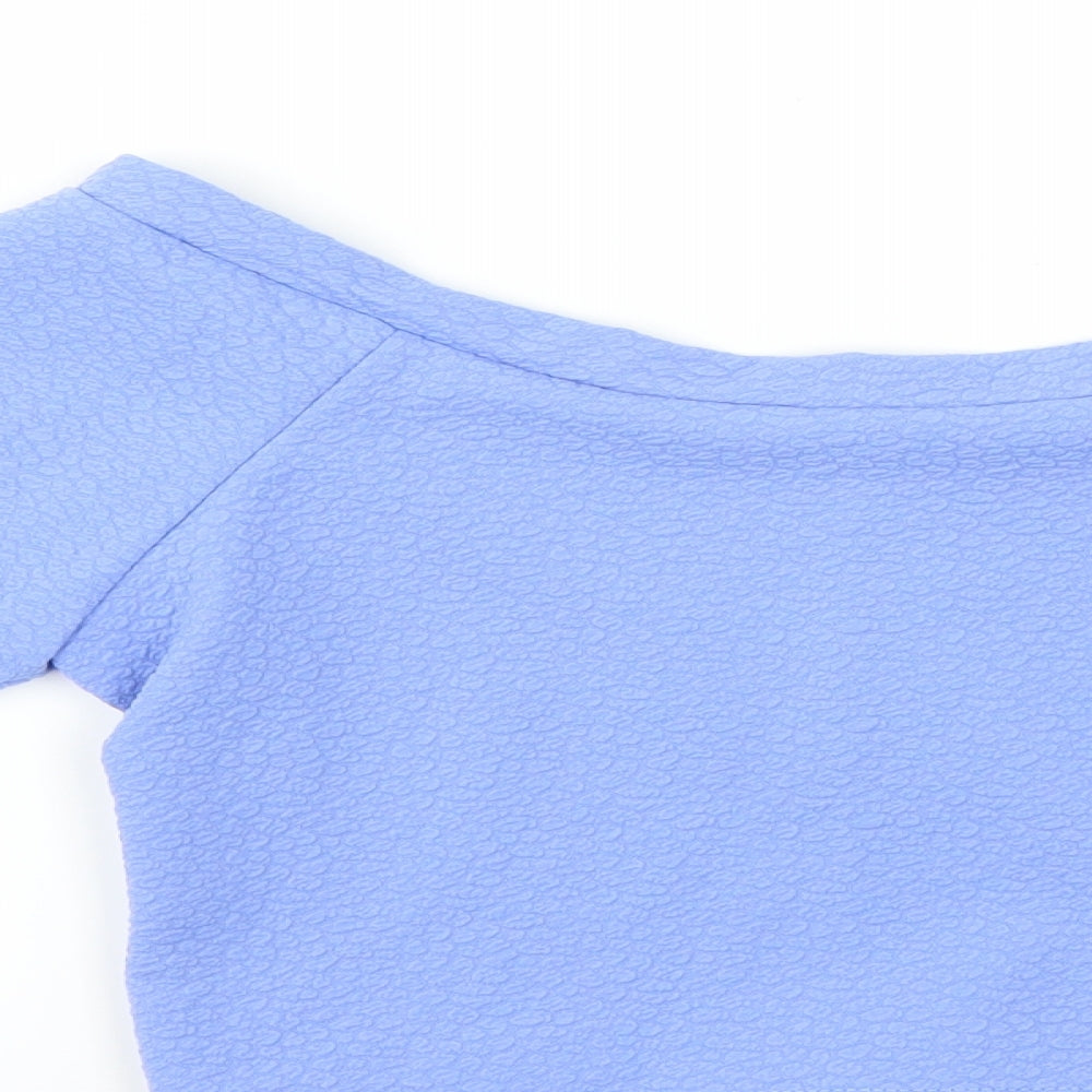 kiah Womens Blue Basic Blouse Size 12 - CROPPED