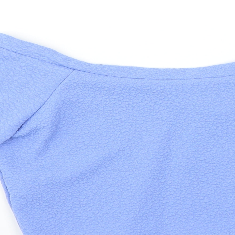 kiah Womens Blue Basic Blouse Size 12 - CROPPED