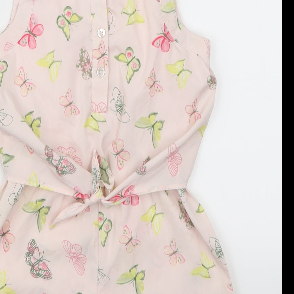 Evie Girls Pink Animal Print Playsuit One-Piece Size 6 Years - Butterflies