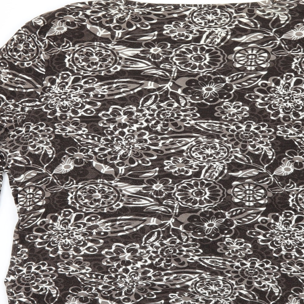 Soon Womens Brown Floral Basic T-Shirt Size 16