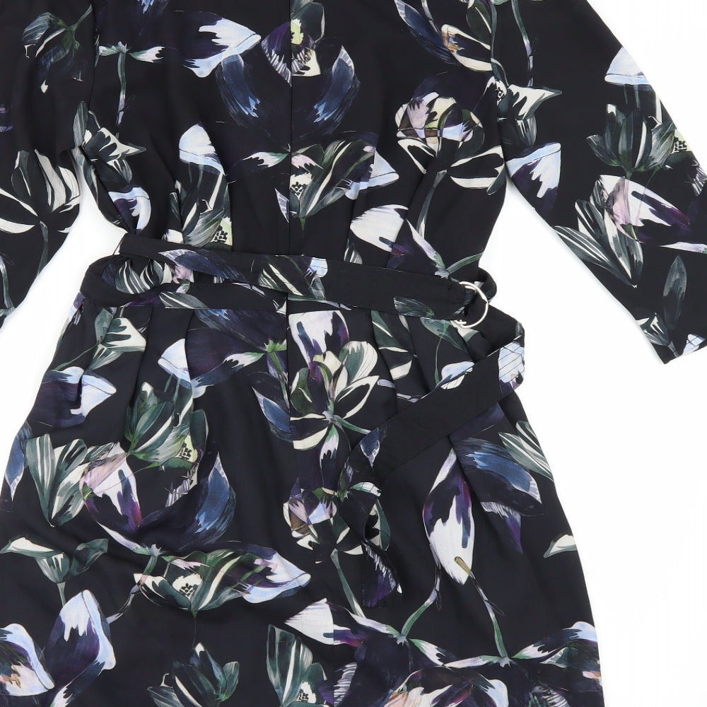 MNG Womens Black Floral Fit & Flare Size S